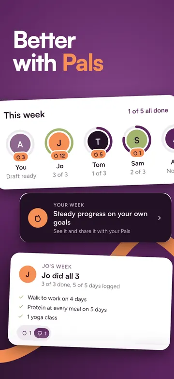 Pal app screenshot. Better with Pals: the week with your Pals.