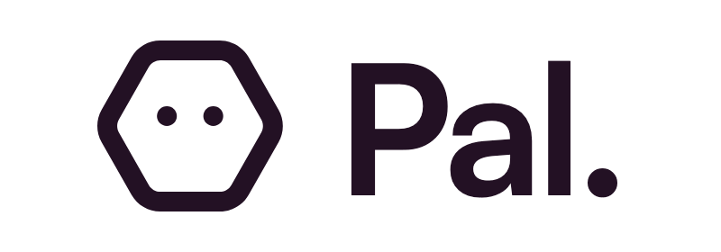 Pal logo in aubergine, for light backgrounds